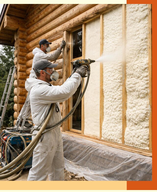 Утепление деревянного дома ППУ в Азове от 4313 руб/м2 | ТепломастерАзв — под ключ