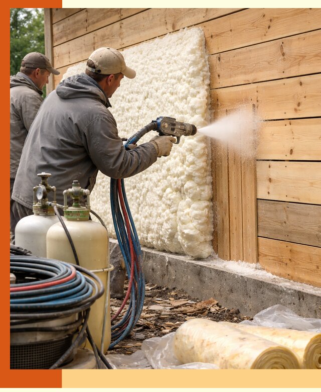 Утепление деревянного дома пенополиуретаном в Азове