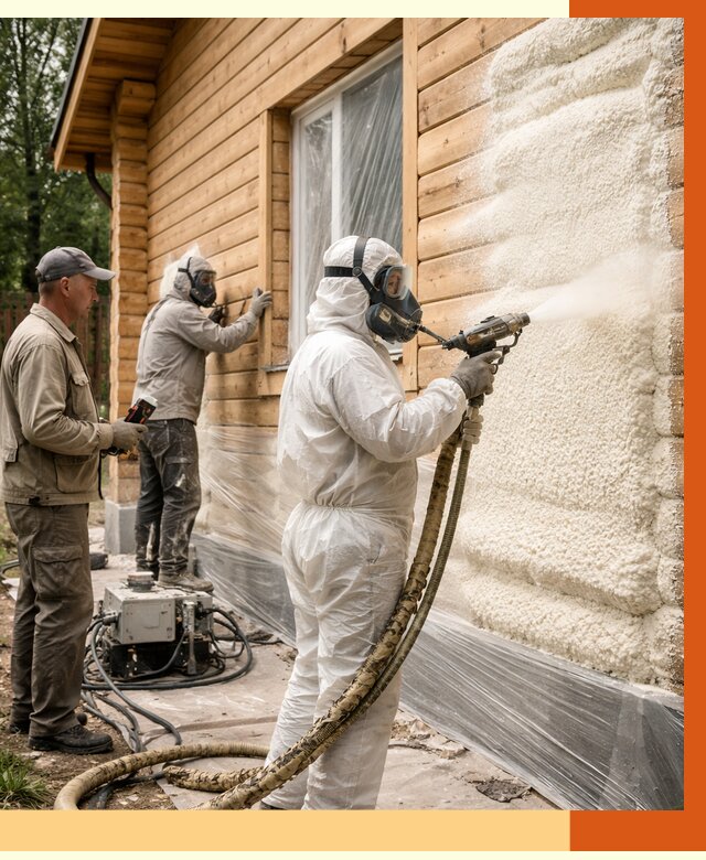 Утепление дома из бруса ППУ в Азове от 3954 руб/м2 под ключ | ТепломастерАзв