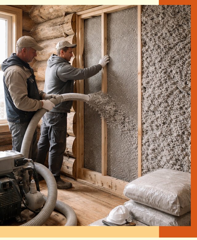 Утепление бревенчатого дома эковатой в Азове от 2824 руб. | ТепломастерАзв