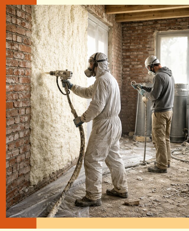 Утепление кирпичного дома пенополиуретаном в Азове