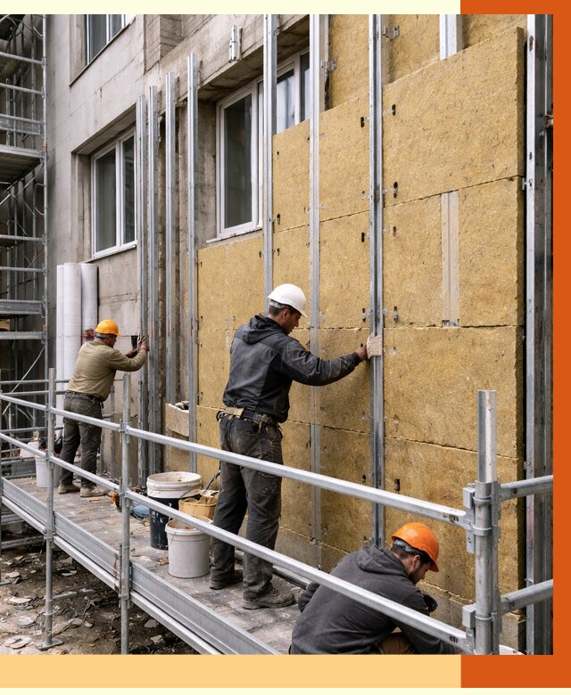 Утепление вентилируемого фасада в Азове от 5751 руб/м2 — монтаж и утепление вентфасад | ТепломастерАзв