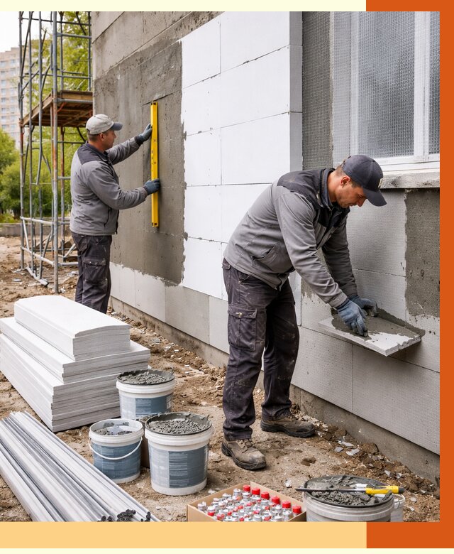 Утепление фасада и стен снаружи в Азове от 4313 руб. | ТепломастерАзв