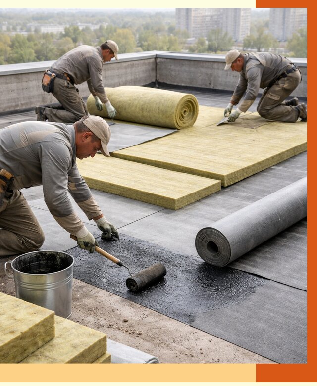Утепление плоской крыши в Азове от 7394 руб./м2 под ключ | ТепломастерАзв