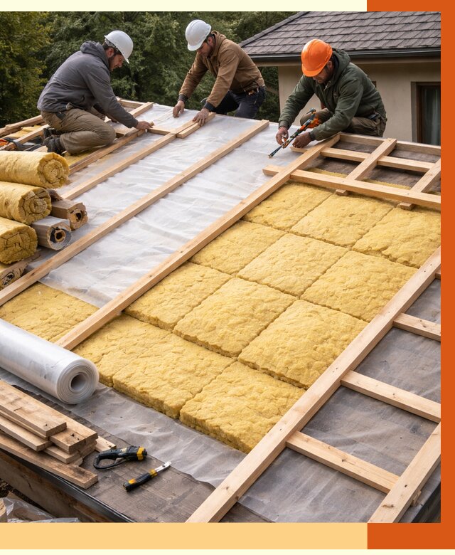 Утепление скатной крыши в Азове от 1284 руб./м2 под ключ | ТепломастерАзв