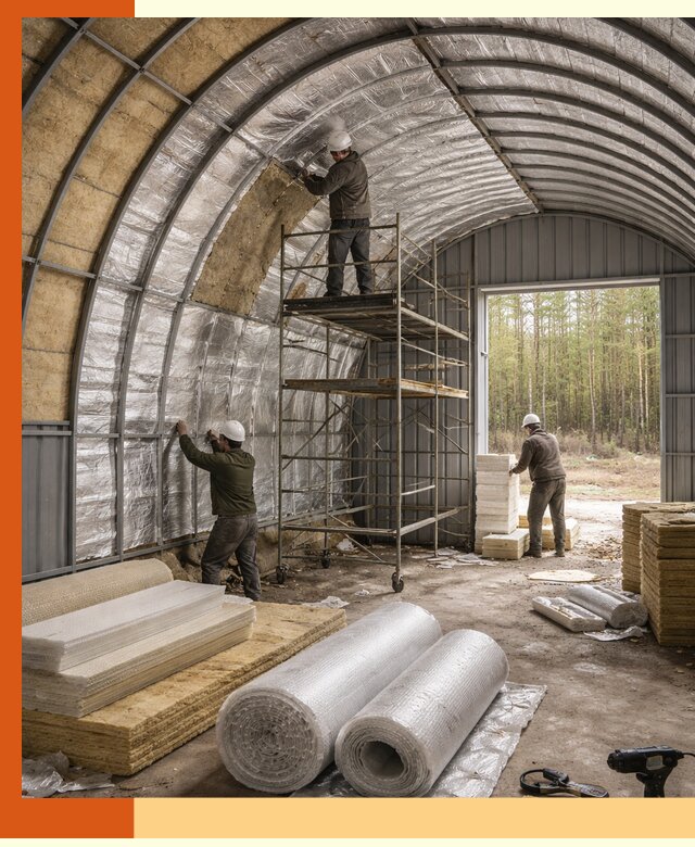 Утепление арочного ангара под ключ в Азове