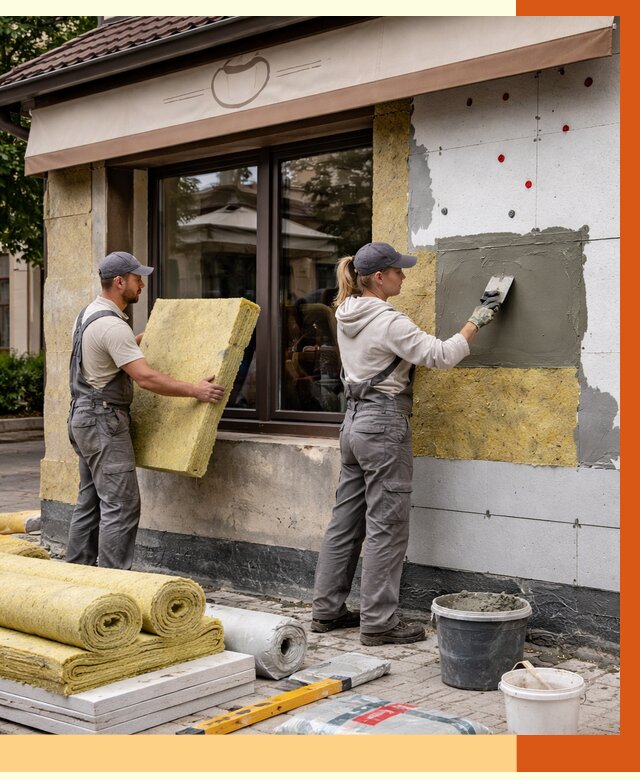 Утепление кафе в Азове от 4313 руб/м2 — комплексно под ключ | ТепломастерАзв