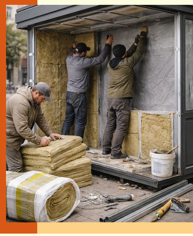 Утепление павильона шаурмы под ключ в Азове