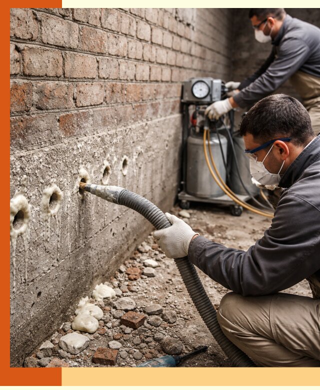 Заполнение колодцевой кладки ППУ в Азове быстро и герметично