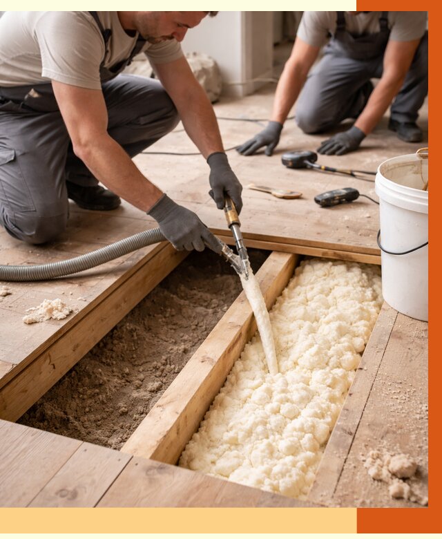 Заполнение пустот пола в Азове от 2773 руб. — утепление пустот пола под ключ | ТепломастерАзв