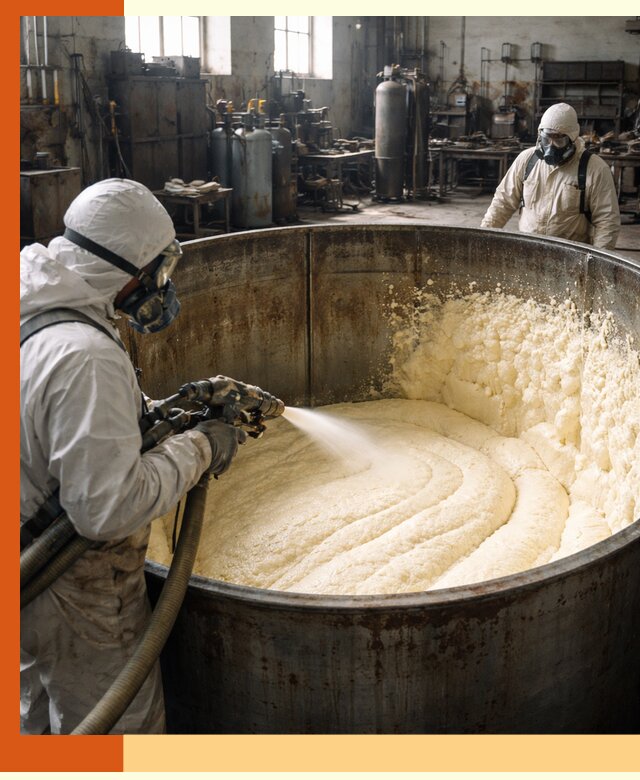 Заливка ппу в емкости с полной изоляцией и герметизацией в Азове