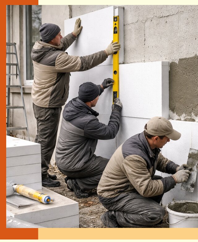 Утепление пенопластом наружных стен и фасадов в Азове