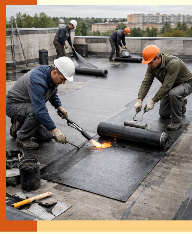Профессиональная гидроизоляция плоской кровли в Азове