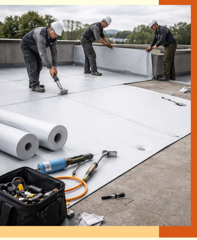 Гидроизоляция мембранной кровли в Азове от 7702 руб./м² — профессионально | ТепломастерАзв