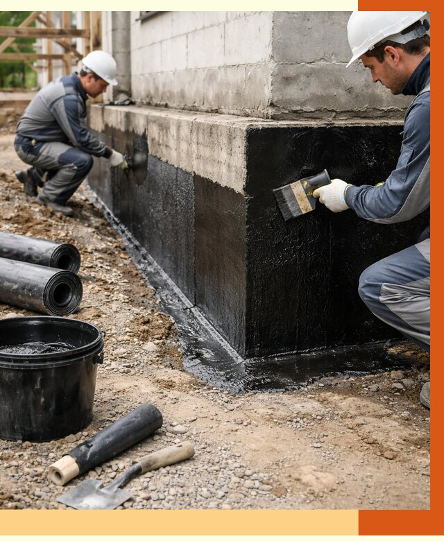 Гидроизоляция фундамента в Азове от 1284 руб. — профессионально, под ключ | ТепломастерАзв