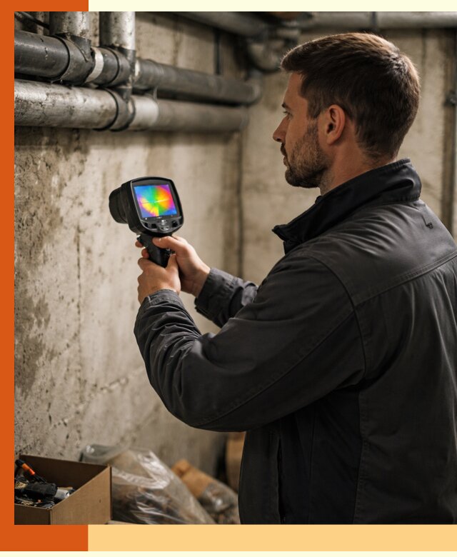 Тепловизионное обследование подвала в Азове для поиска утечек тепла