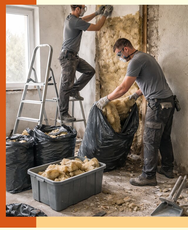 Демонтаж старого утеплителя и вывоз отходов в Азове